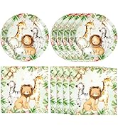 DURYGEN 40PCS Jungle Safari Themed Disposable Tableware Set - Birthday and Baby Shower Decoration...