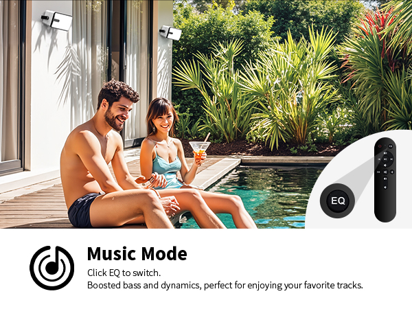 Music Mode. Boosts bass and dynamics for immersive music.