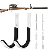 White Gun Rack Storage Wall Mount Shotgun Rifle Hook Horizontal Metal Gun Hanger for Any Rifles S...