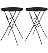 Byliable Cocktail Table 28in Folding Round High Top Indoor Outdoor with Removable Legs, Tall Bist...