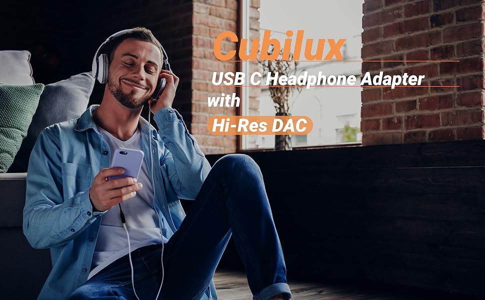 Cubilux USB C Headphone Adapter with Hi-Res DAC
