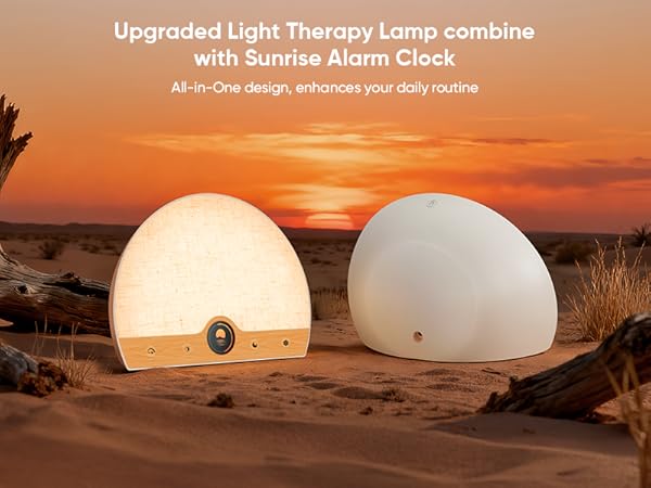 Light Therapy Lamp and Sunrise Alarm Clock 2-in-1, 10000 Lux Happy Therapy