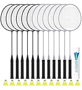 AboveGenius Badminton Rackets Set, 2/3 Color Lightweight Badminton Set Includ 6/12 PCS Rackets, 6...