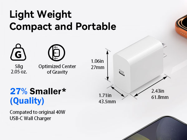 Super Fast Charger Type C,40W USB C Fast Charger Block [2-Pack] &amp;amp; Extra Long 60W 10FT USB C Cable