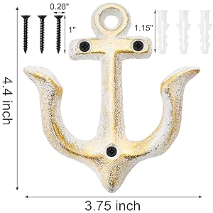 Yarlung 4 Pack Vintage Nautical Anchor Design Wall Hooks