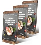 Acrylic Sign Holder 8.5 x 11 with Walnut Wood Base, Clear Plastic Commercial Display Stand for Me...