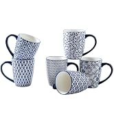 Ceramic Coffee Mugs Set - 16 Oz Large Porcelain Tea Cups with Handle for Women Men Cocoa Cappucci...