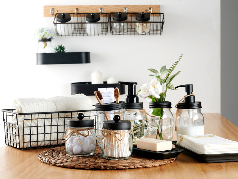 Mason Jar Bathroom Accessories Set