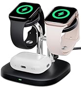 Dual Watch Charger with Fast Charging for Apple Watch, SwanScout 704A, 3-in-1 Wireless Charging S...