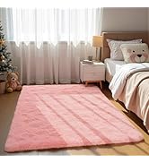 Zentavio Pink Rugs for Girls Room 4x6 Area Rugs for Living Room Cute Carpet for Bedroom Washable ...