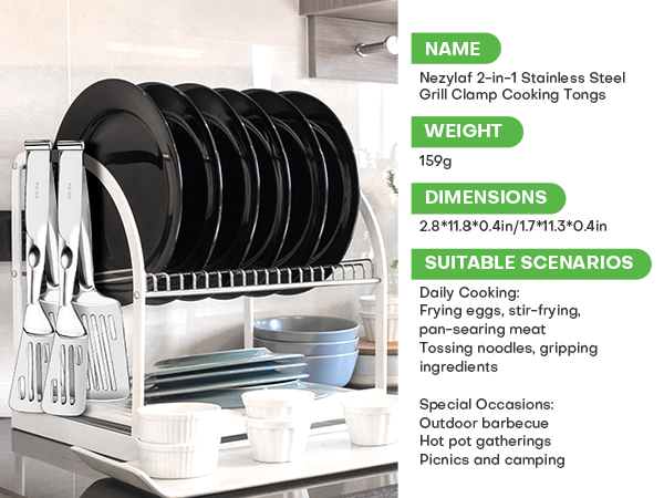 2-in-1 Detachable Design Kitchen Tongs