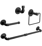 Jeasor 4-Pieces Industrial Pipe Bathroom Towel Ring Kit DIY Wall Mount Accessories Kit Includes R...
