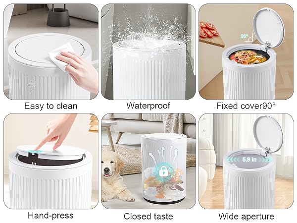 garbage can easy to clean waterproof sump closed taste wide aperture fixed cover90° hand-press