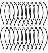 Lawie 20 Pack Bulk 5 MM Wide Thin Silver Gold Black Plain Blank Hard Metal Headbands Base Hair Ba...