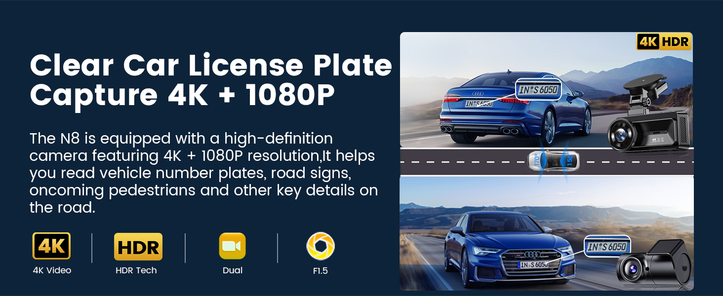 Clear Car License Plate Capture 4K +1080P