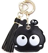 Airtag Keychain Cute Anime Leather Keychain with Bling Keychain Wristlet and Tassel Bag Charm