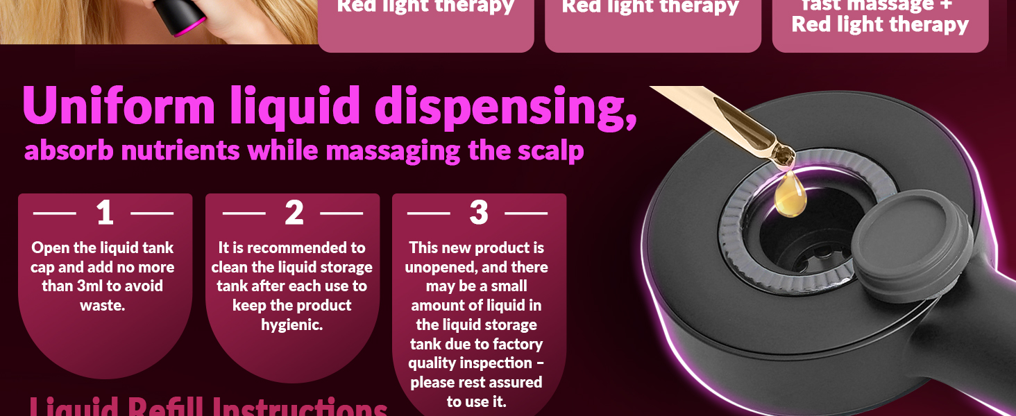 Our all-in-one red light therapy hair brush nourishes the scalp and repairs frizzy, weak hair