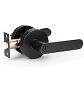 KNOBWELL 6 Pack Black Heavy Duty Door Leversets Interior Door Handles, Privacy Bed and Bath Lever...