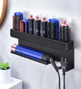 XILIMEN Hair Dryer Holder Wall Mounted, Storage Holder for Curling Iron Accessories Organizer Black