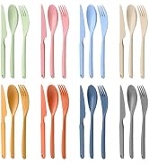Knives Spoons and Forks Set, Large BPA Free Reusable Travel Utensils, Plastic Cutlery set Portabl...