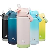 Konokyo Insulated Water Bottle with Straw Lid,18 oz Stainless Steel Vacuum Metal Bottle with Sili...