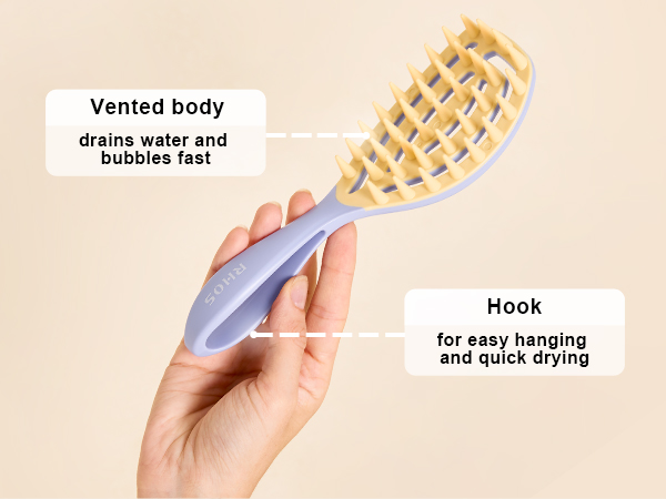 vented hair brush with long handle for washing hair shower dandruff removing