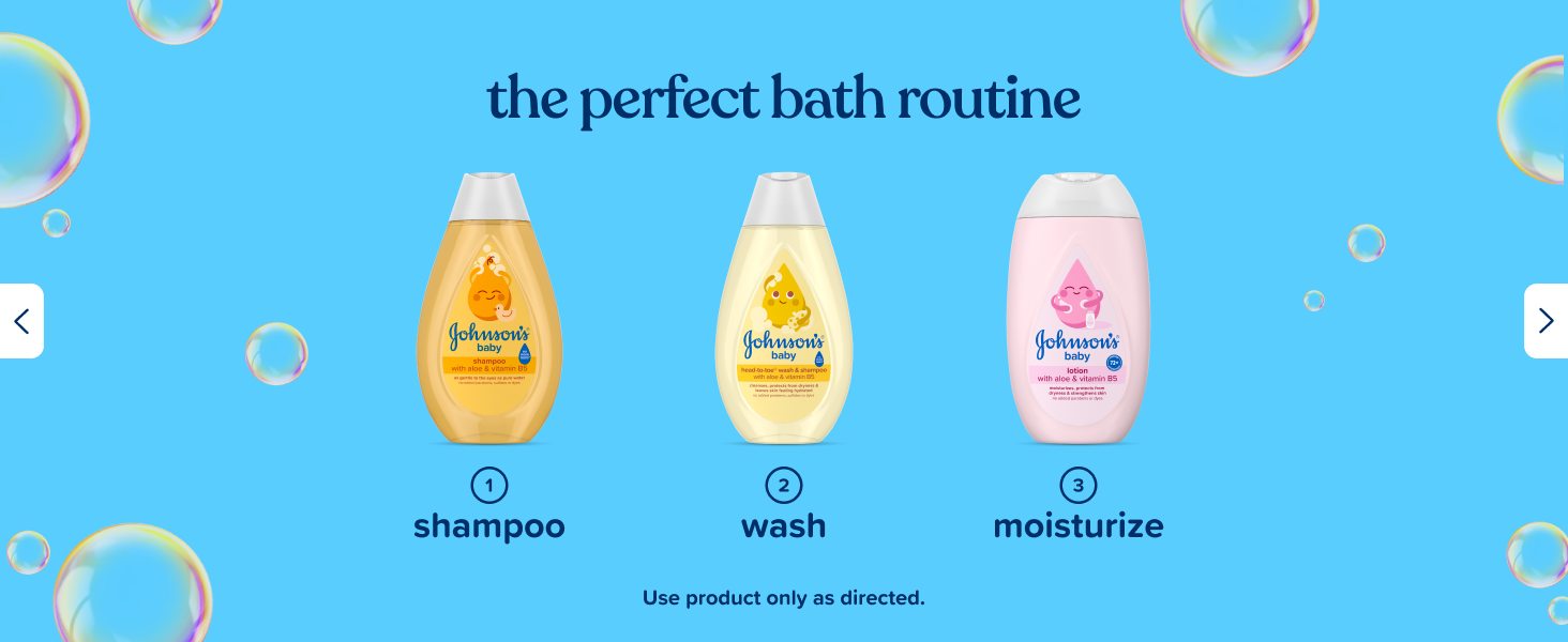 perfect bath routine johnsons baby shampoo and body wash and baby lotion
