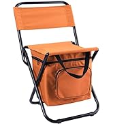 LEADALLWAY Fishing Chair with Cooler Bag Compact Fishing Stool Foldable Camping Chair