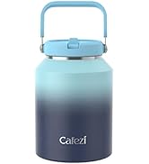 Cafezi Water Bottle 64 oz, Stainless Steel Water Bottles with Flip Straw and Top Handle, Leak Pro...