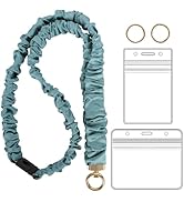 YAVVOZH Breakaway Scrunchie Lanyard with Id Holder, Stretchy Teacher Lanyards for Id Badges Keys,...
