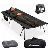 Backpacking Camping Cot - Silent Foot Pads &amp; Sleeping Cots for Adults &amp; Kids with Inflatable Pill...