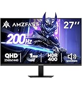 Amzfast 27 Inch Gaming Monitor 200Hz WQHD 2k 2560 x 1440p Monitor, Built-in Speakers, 1ms G-SYNC ...