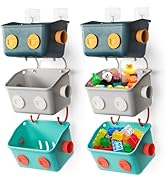 Noamus 6 Pack Bath Toy Storage Organizer Basket, Plastic Wall Mounted Hanging Shower Caddy Shelf,...