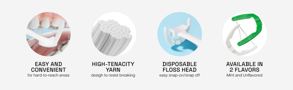 disposable floss head high tenacity yarn mint floss unflavored floss