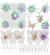 Panamalar Earring Flower Silicone Resin Molds|Keychain Resin Molds of Butterfly Heart Shape, 3 Se...