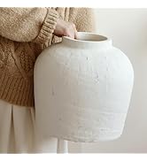 Large Ceramic Vase, 11" Rustic Farmhouse Terracotta Vase for Home Decor, Artisan Decorative Flowe...