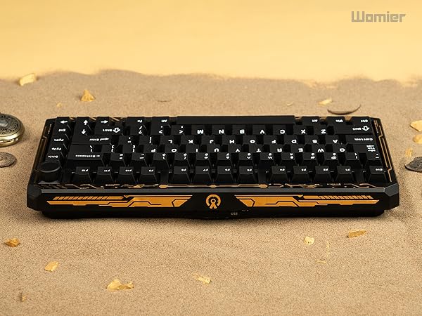 Wireless Gaming Keyboard Black Knob, 75% Aluminum Mechanical Keyboard QMK/VIA