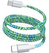 USB C to USB C Cable 6FT 60W Beaded Phone Fast Charging Cord&amp;Car Charger for iPhone 17 16 15 Pro ...