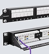 VCELINK 24-Port CAT6 Unshielded Patch Panel with Dust Cover, 1U RJ45 Rackmount Panel