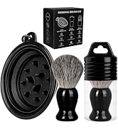 LIGOFLORA Shaving Brush Set for Men,3 in-1Natural Badger Hair Shaving Brush,Foldable Silicone Bow...
