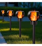 Dynaming 4 Pack Solar Torch Lights Outdoor, Flickering Flame Pathway Solar Globe Lights, Auto On/...