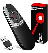 2 in 1 USB Type C Presentation Clicker with Red Light Pointer, Wireless Presenter for PowerPoint ...