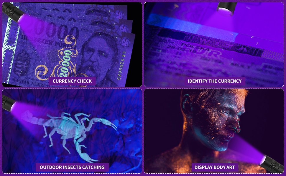 2 Pack UV Penlight Flashlight with Clip,Mini LED Handheld Tactical Pocket Torch with High Lumens