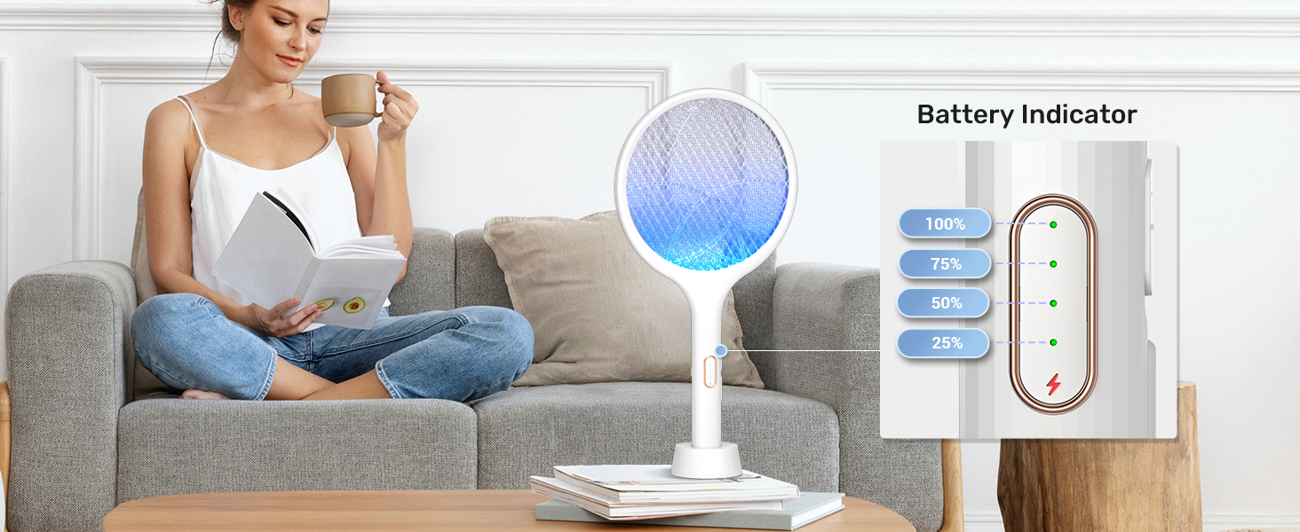 Electric Fly Swatter 4000V Bug Zapper Racket Dual Modes Mosquito Killer