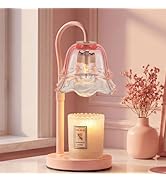 Candeldo Candle Warmer Lamp with Timer: Pink Flower Candle Warming Lamp with 2 Bulbs Height Adjus...