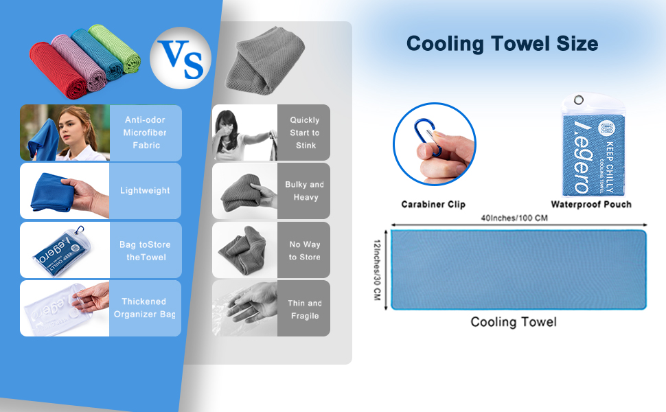 Microfiber, Soft Breathable Chilly Towel Stay Cool for Yoga, Gym, Workout, Fitness, Running