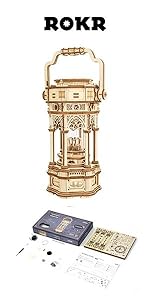 ROKR 3D Puzzles for Adults Orrery Music Box Wooden Model Building Set, DIY Wood Craft Kit Solar Syst...