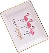 Hemoton Ceramic Jewelry Tray Ring Dish Flamingo Trinket Tray Ceramic Key Tray Jewelry Pallet Deco...