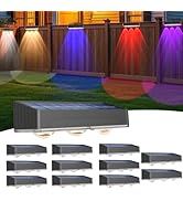 RGB Solar Fence Light, 10 Colors Outdoor Lighting Set, 2 Modes Solar Powered LED Lights, IP65 Wat...