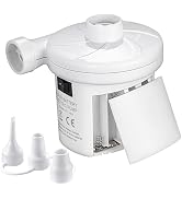Battery Operated Air Mattress Pump, AC 110V and DC 12V Electric Quick-Fill Blower Portable Inflat...